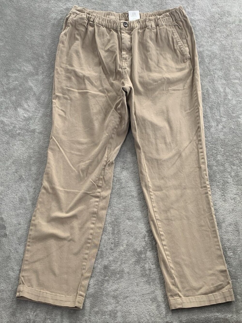 Cove USA Pants Mens 36x28” Beige Elastic Waist Stretch Cotton Chinos Golf Casual